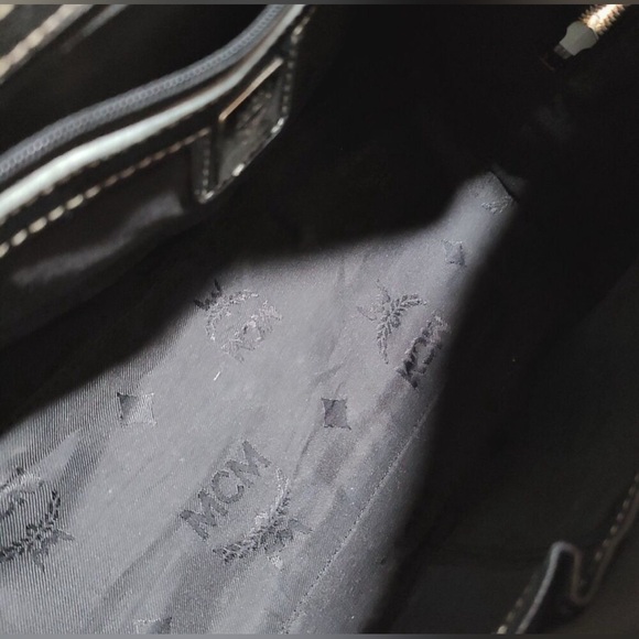 MCM Black Leather Boston Silver Studded Satchel Bag - Picture 9 of 10